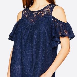 Cold shoulder lace top